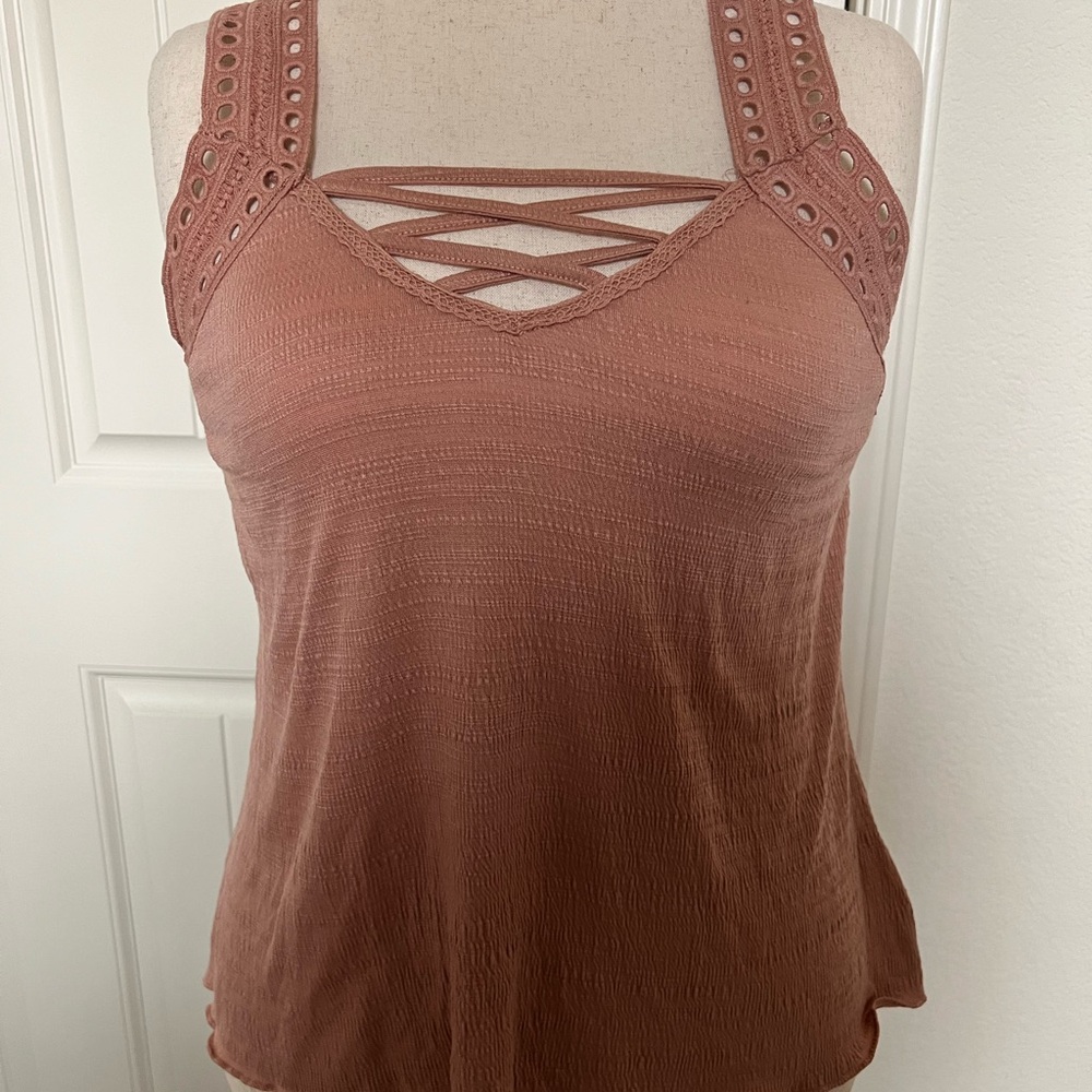Maurices Blush Pink Crisscross Tank Top - L